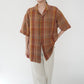 90s Linen Plaid  Shirt