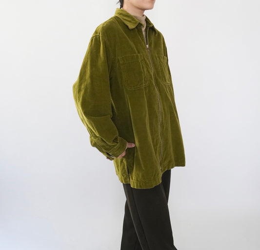 90s Velour Zip Shirt Jacket