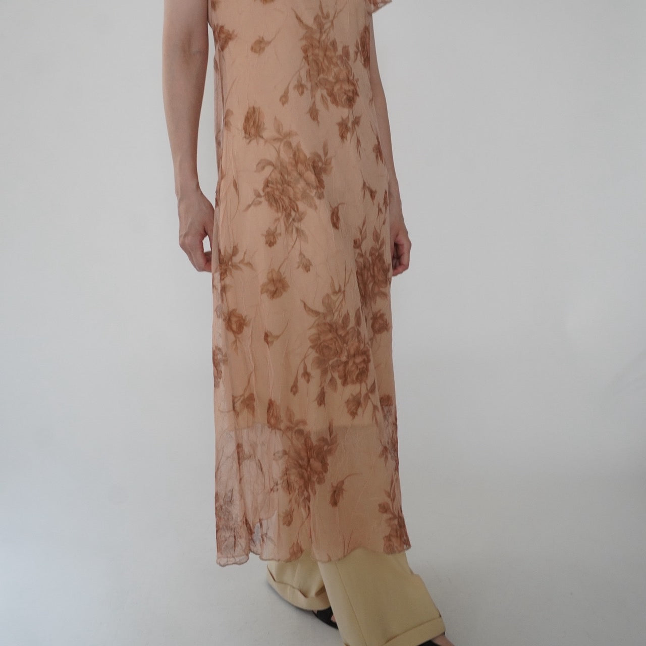 90s Printed Sheer  Maxi Dress