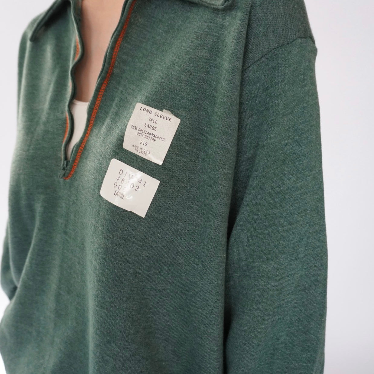 70s "Sears"  Half-Zip Sweater Made in USA Dead Stock
