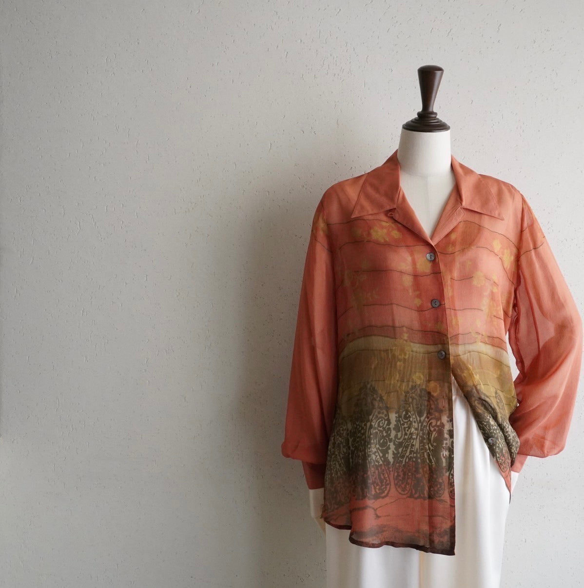 90s Silk  Sheer Printed Shirt