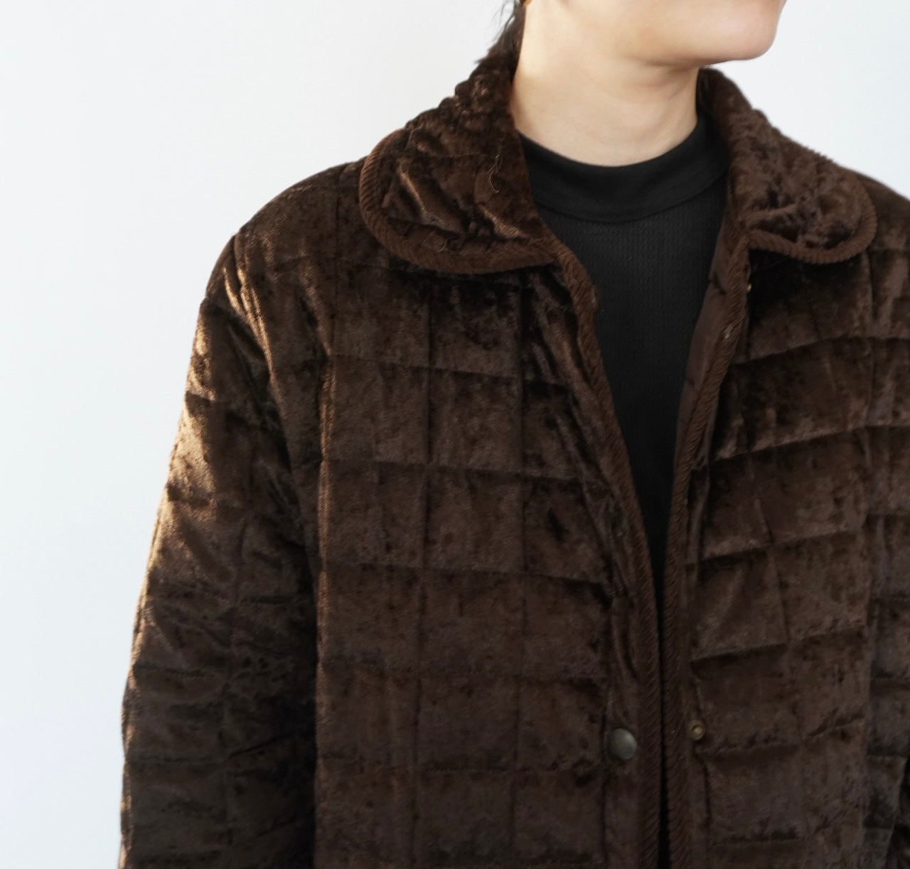 90s Velour Quilted Jacket Made in Italy