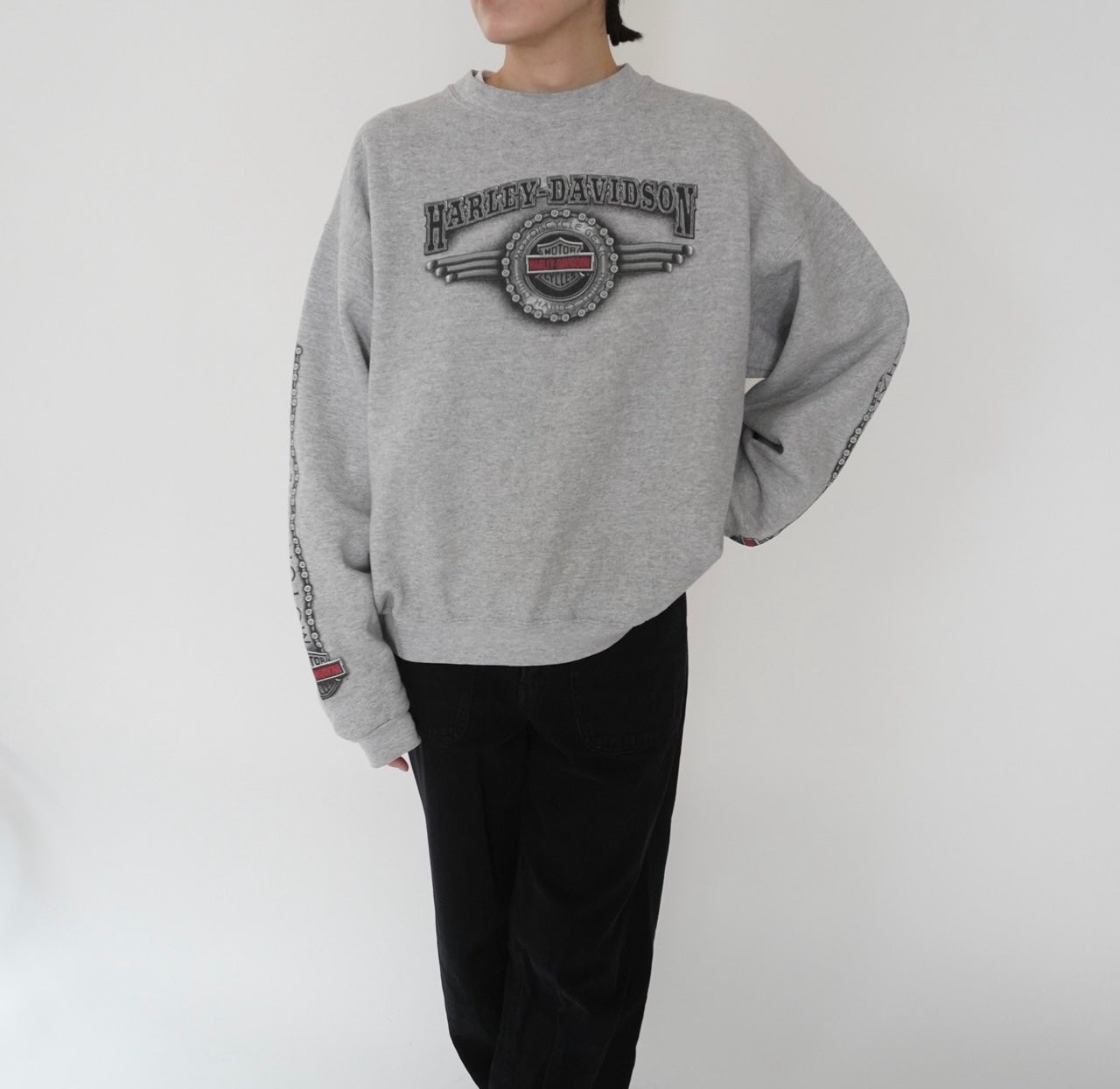 01s ”Harley-Davidson” Printed Sweater Made in USA