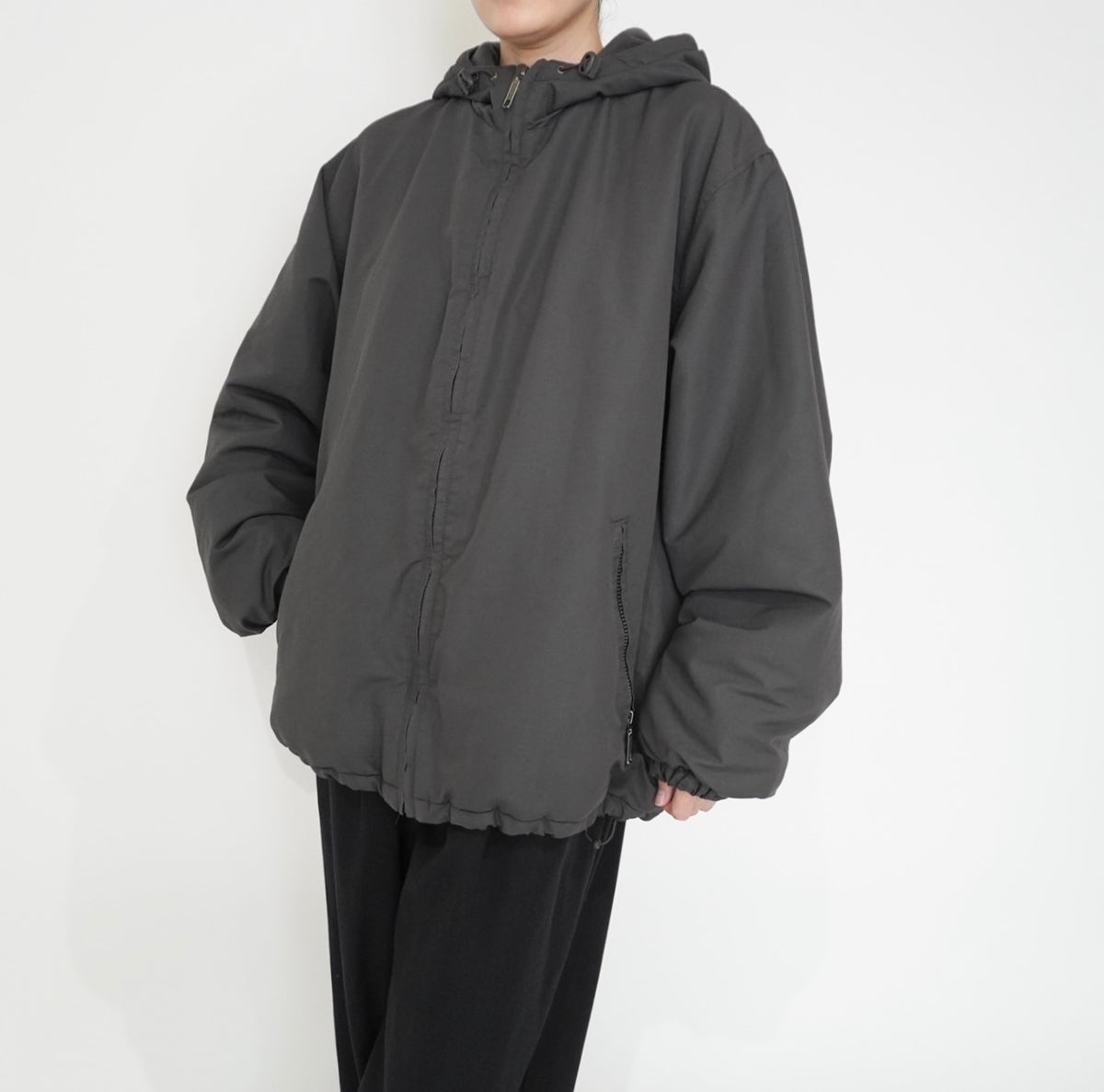 C.Gray Hooded Jacket