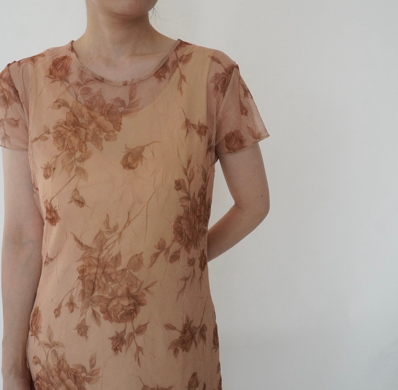 90s Printed Sheer  Maxi Dress