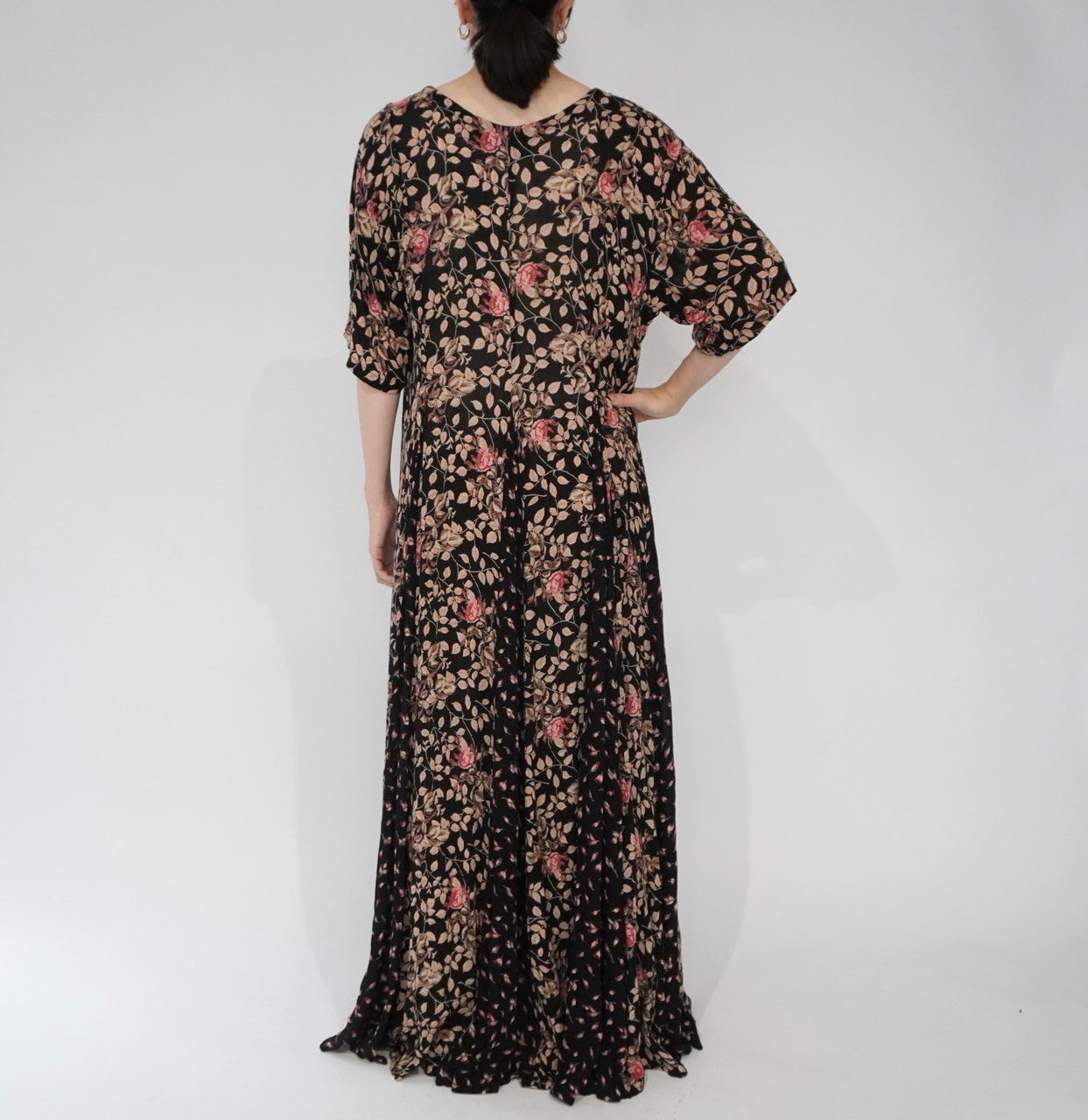 80s Floral Printed Rayon Dress
