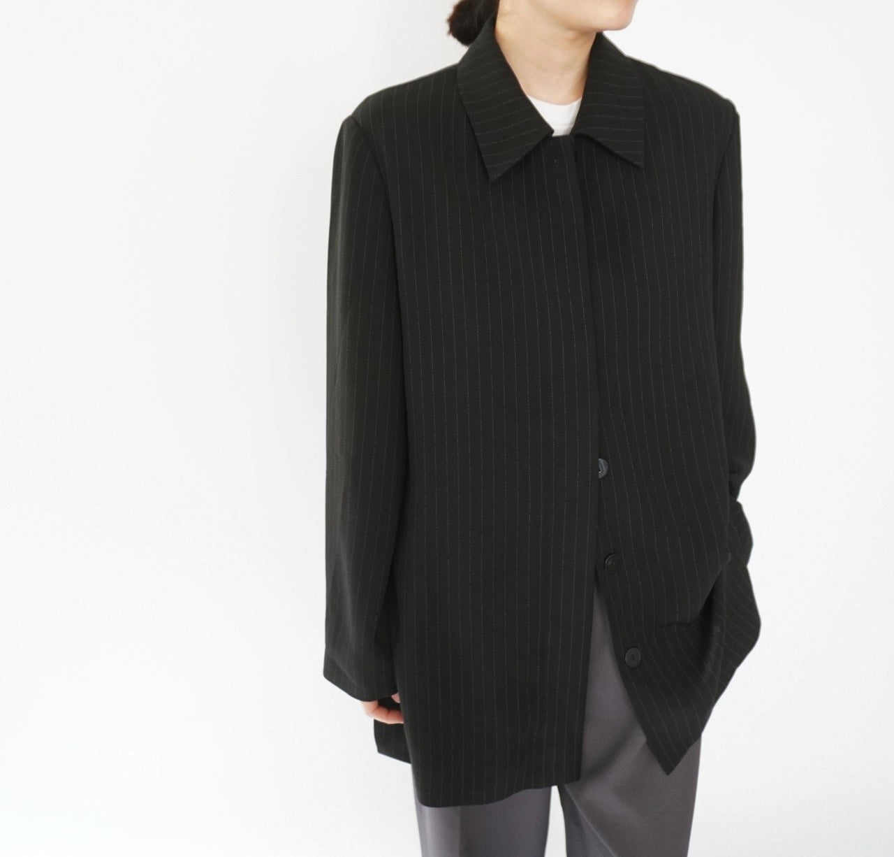 90s EURO Striped Shirt Jacket