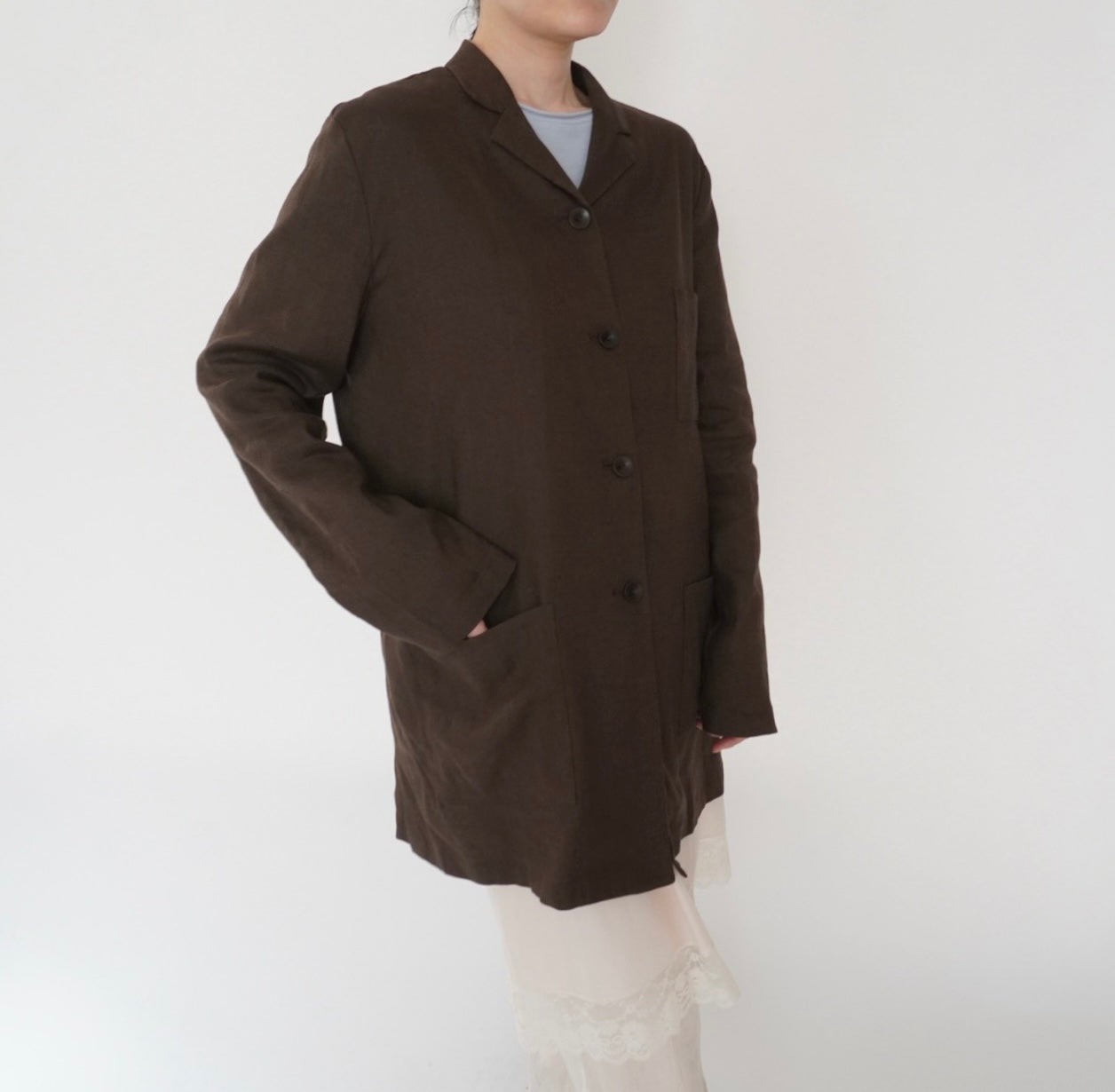 90s Linen Shirt Jacket
