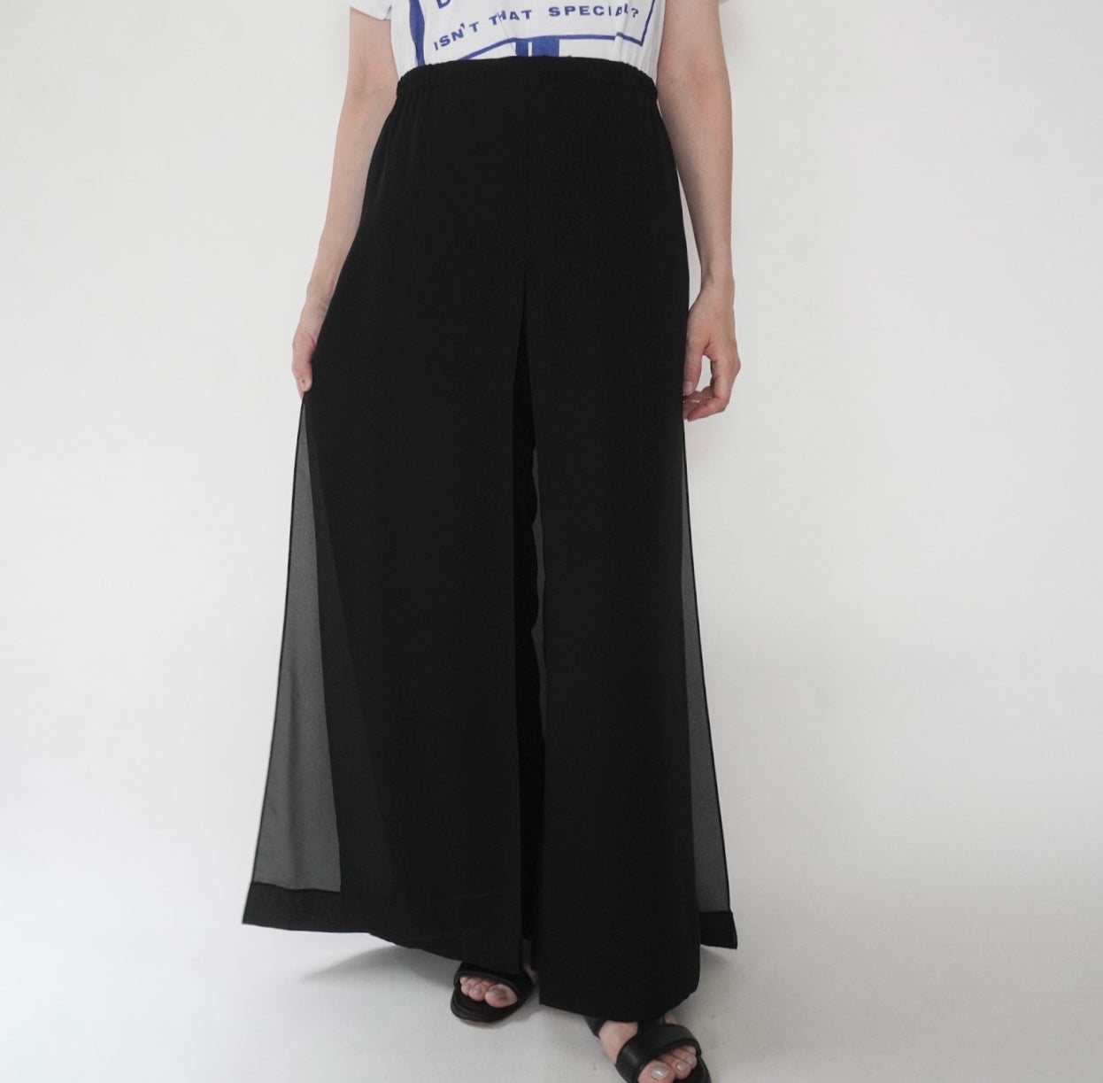 90s Slit Design Wide Pants