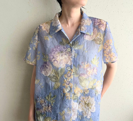 90s Printed Sheer Shirt