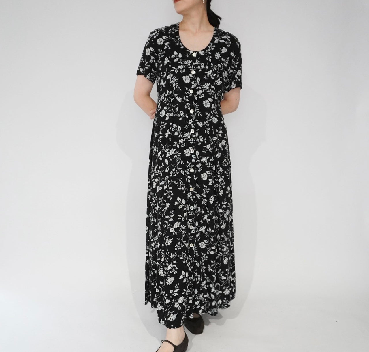 90s Floral Print Maxi Dress