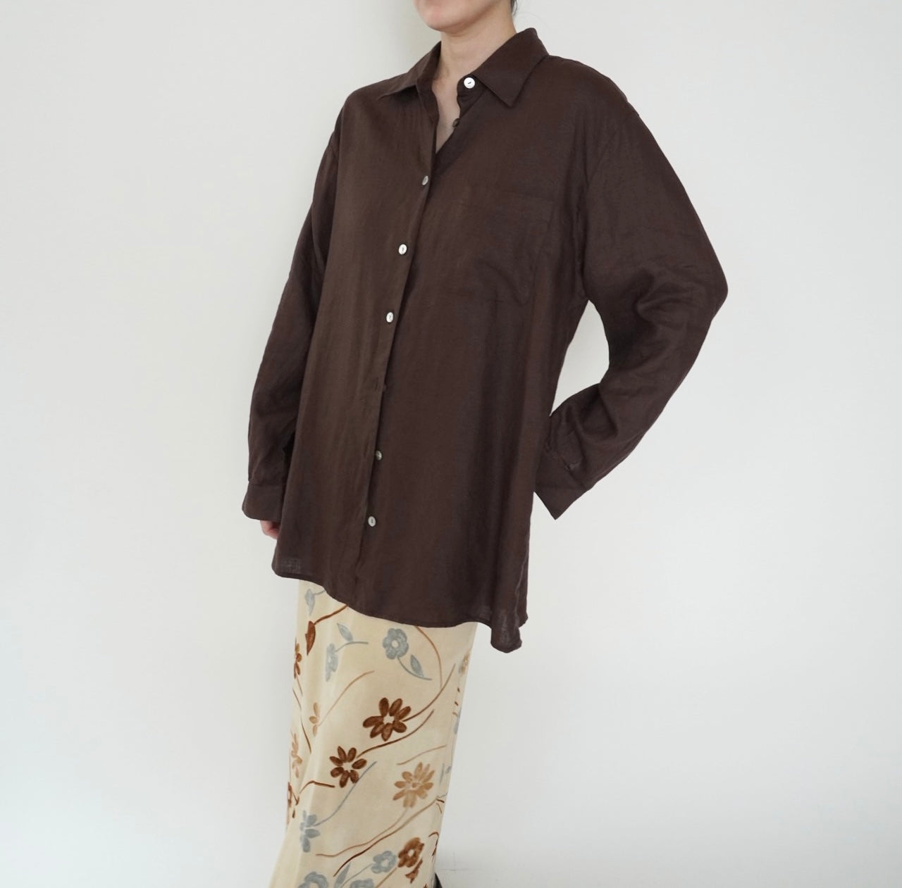 90s Brown Linen Shirt