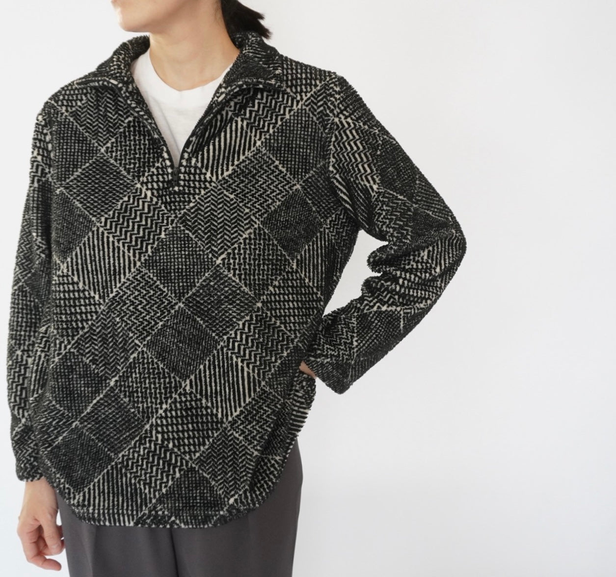 90s Pattern Fleece Top Made in Canada