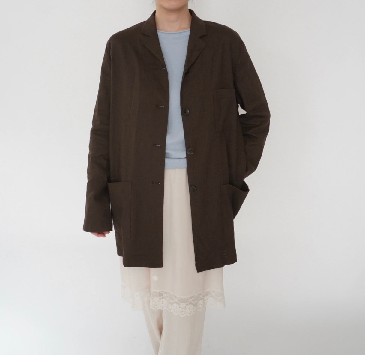 90s Linen Shirt Jacket