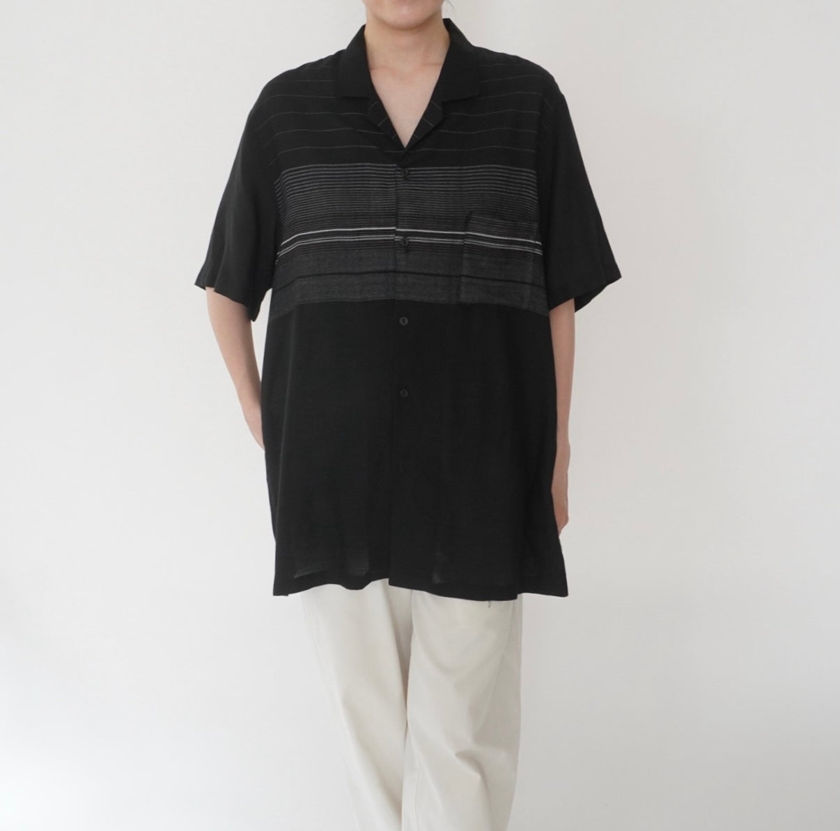 80s Striped Design Shirt Made in USA