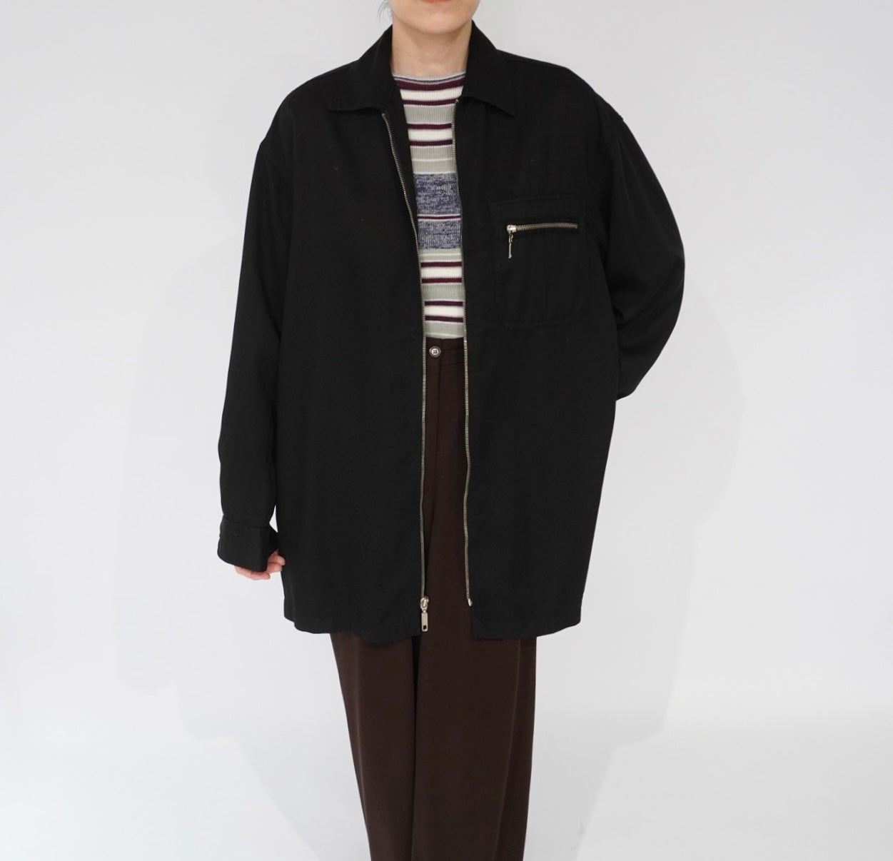 90s Rayon Zip Shirt Jacket