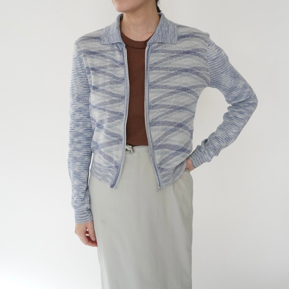 70s Pattern Zip Top