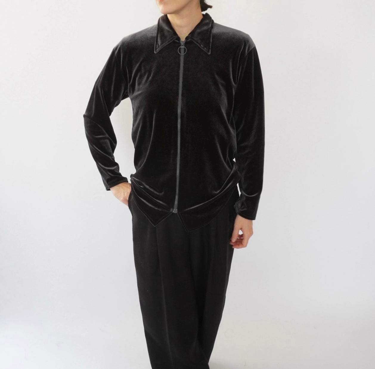 70s Zipped Velour Top