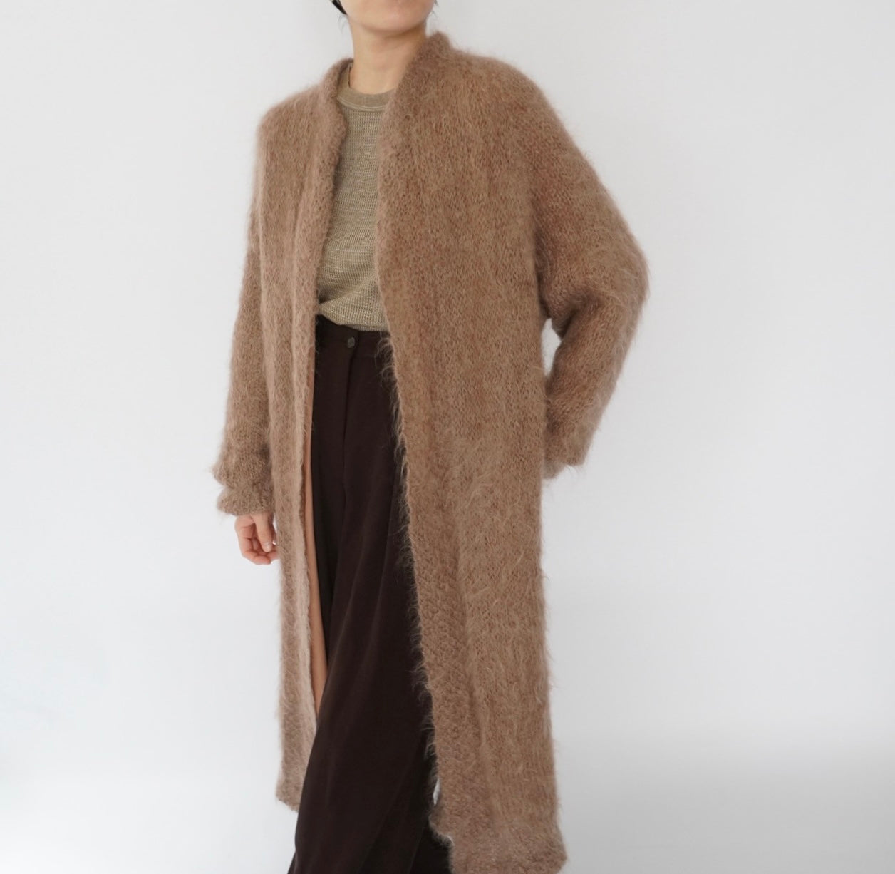80s Mohair Long Cardigan,Light Coat