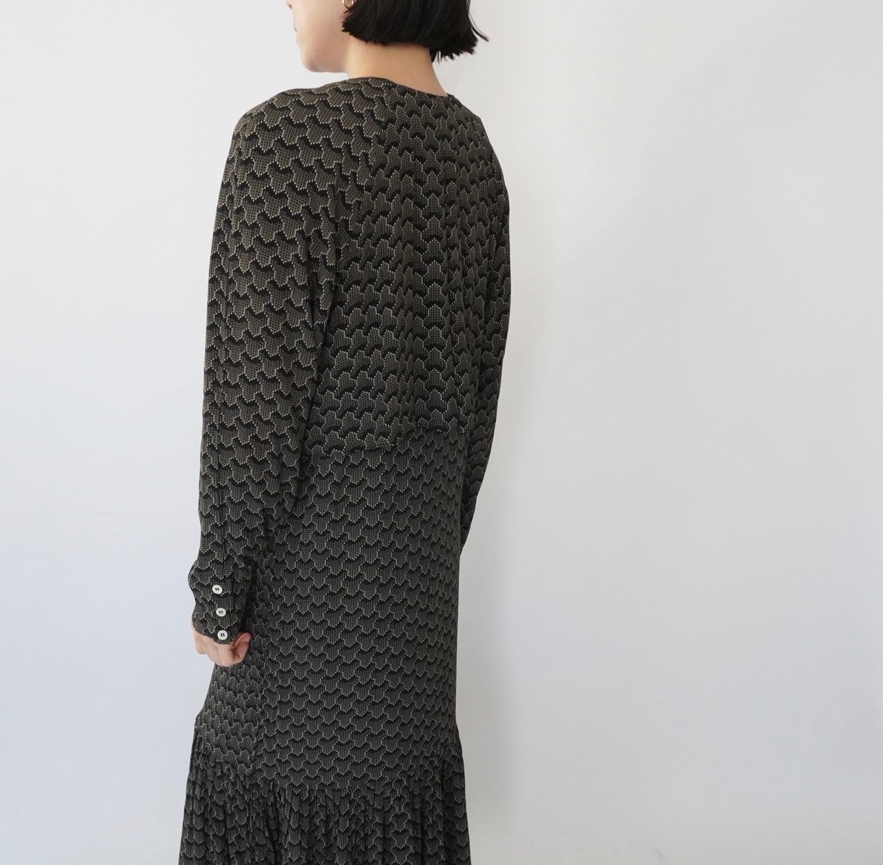 80s Design Rayon Pattern Dress Made in USA