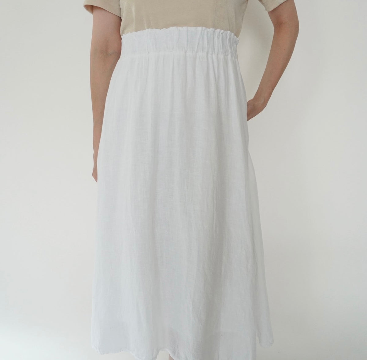 90s White Linen Skirt