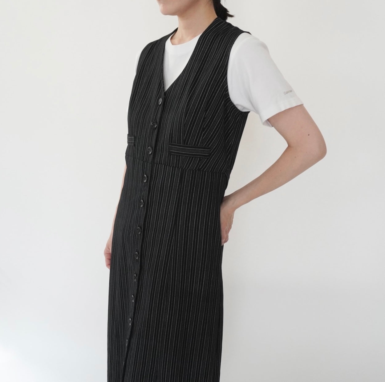 80s Striped Sleeveless Dress Made in USA