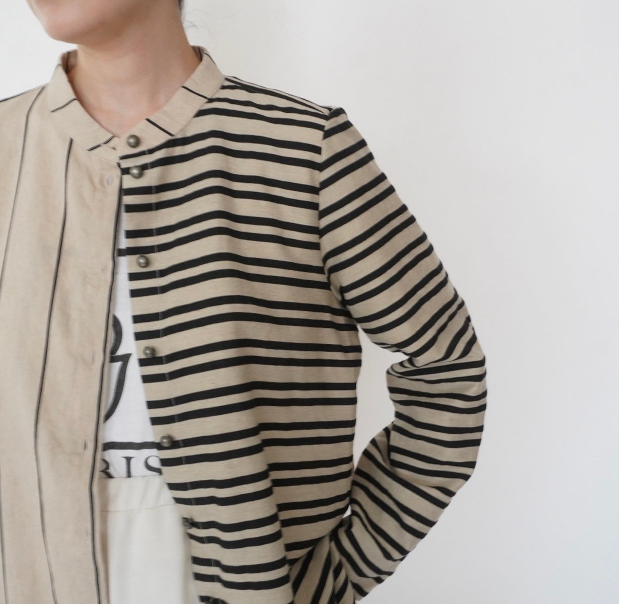 Beige Striped Design Shirt Made in Italy