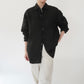 90s Black Linen Shirt