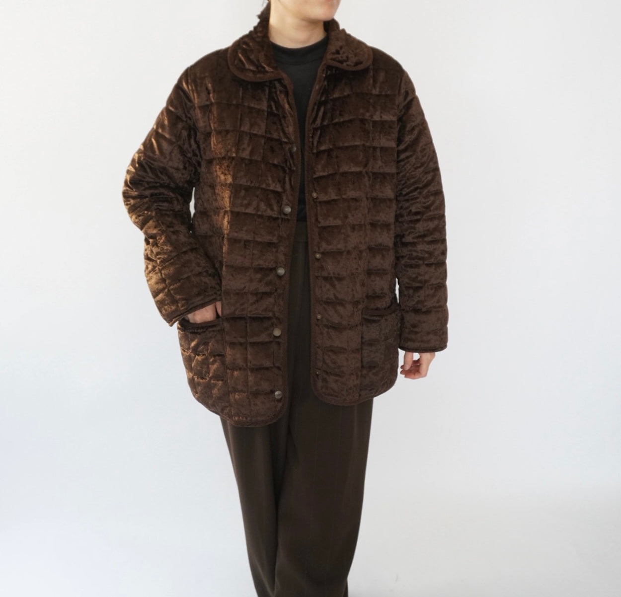 90s Velour Quilted Jacket Made in Italy
