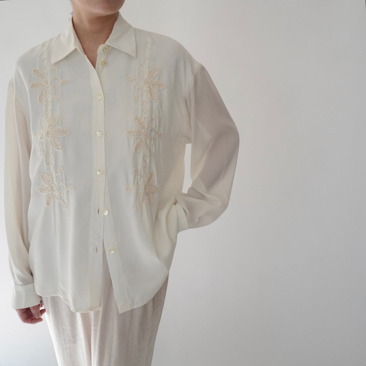 90s Cord Lace Shirt Made in USA