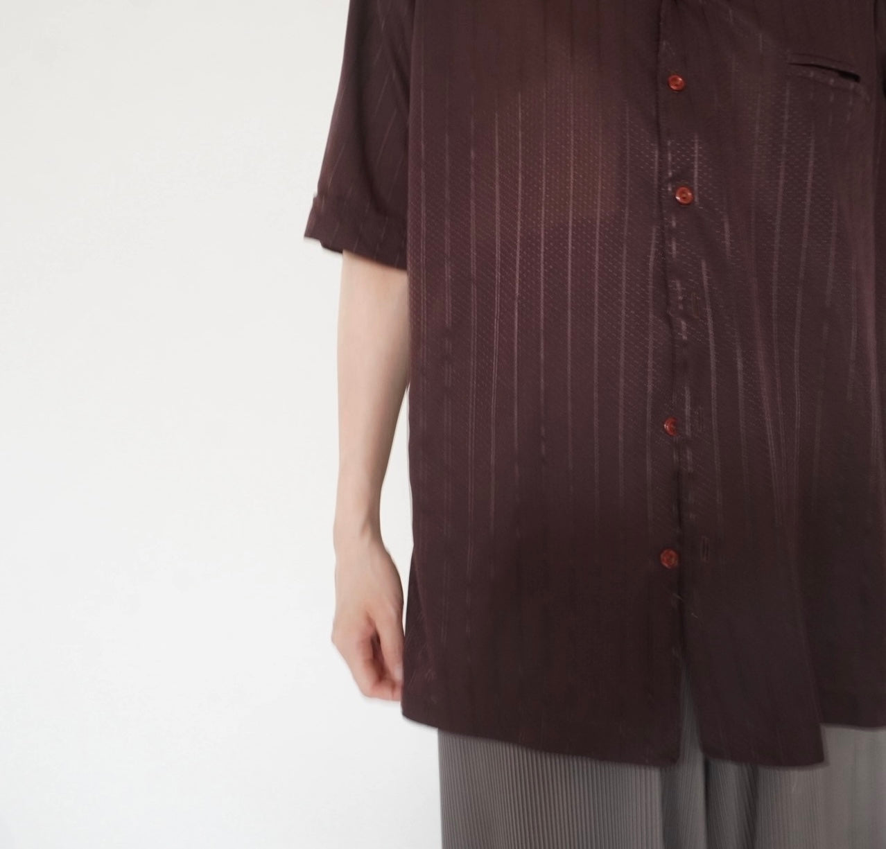 80s Brown Striped Shirt