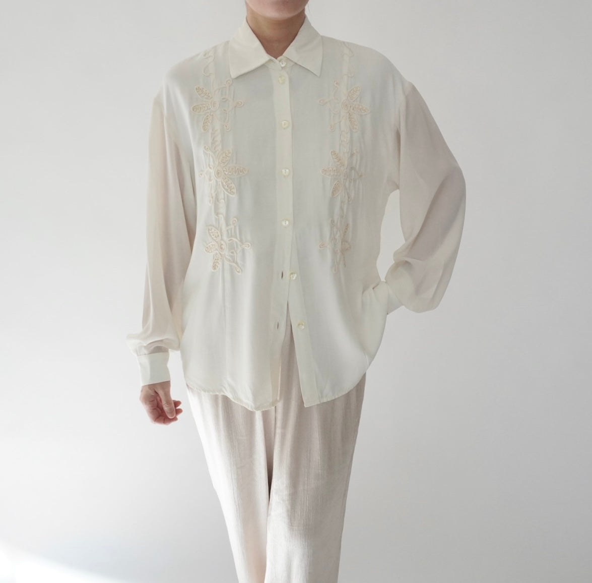90s Cord Lace Shirt Made in USA