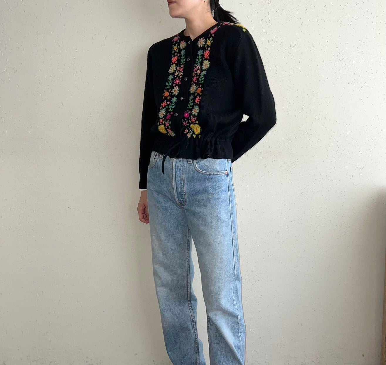 80s Embroidery Knit Cardigan