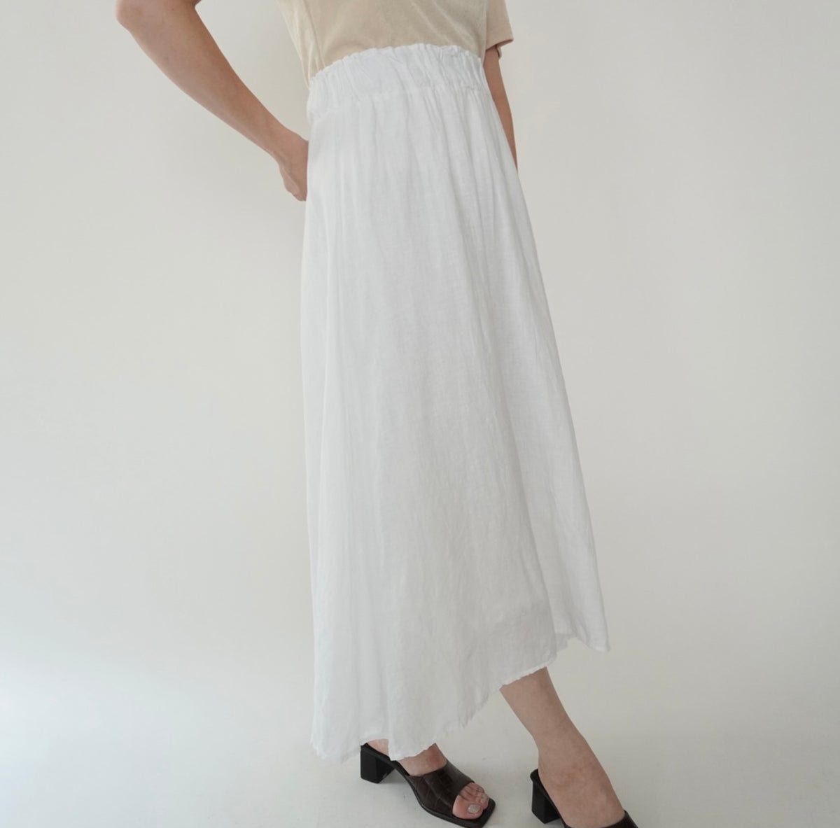 90s White Linen Skirt