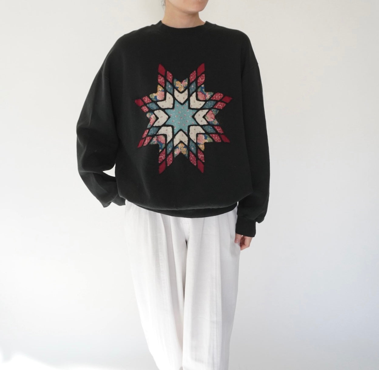 90s Patchwork Design Sweater Made in USA