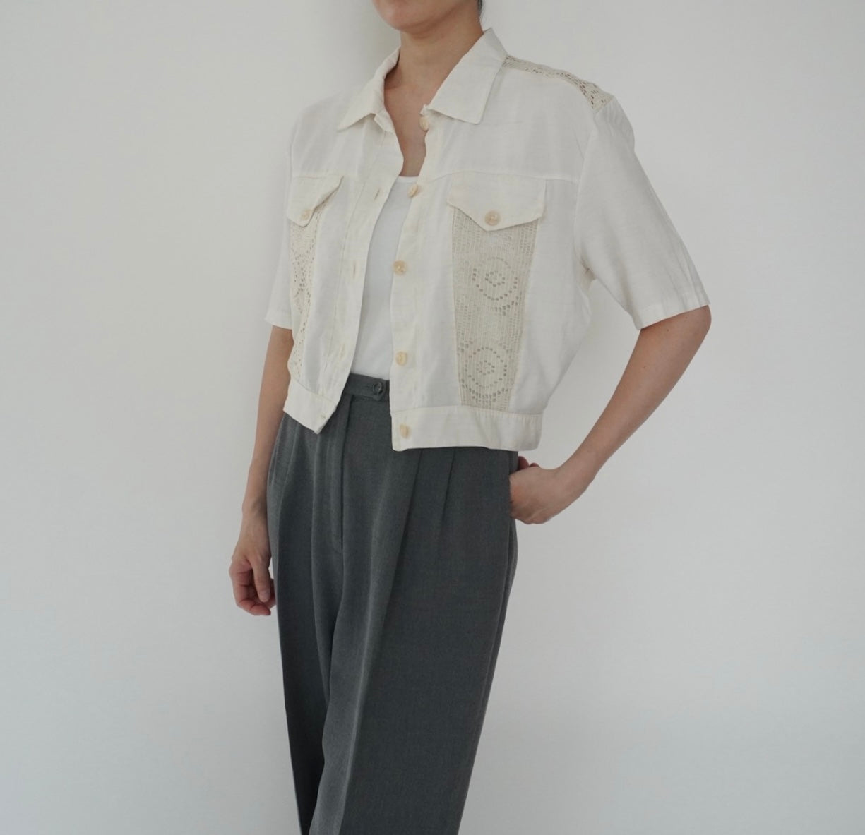 80s EURO Crochet Design Shirt