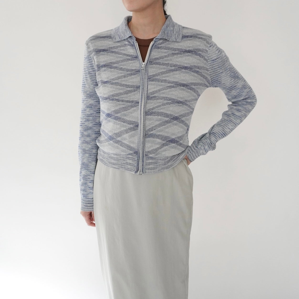 70s Pattern Zip Top