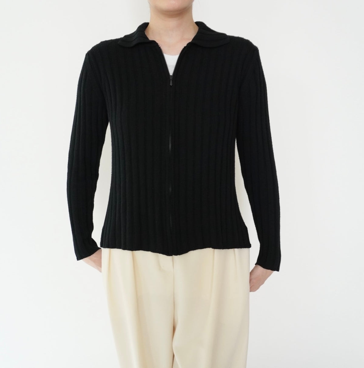 90s Zip Ribbed Top
