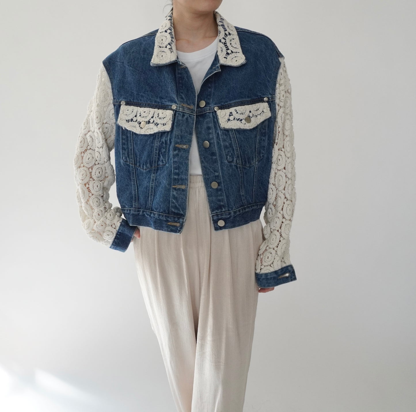 90s Crochet Denim Jacket