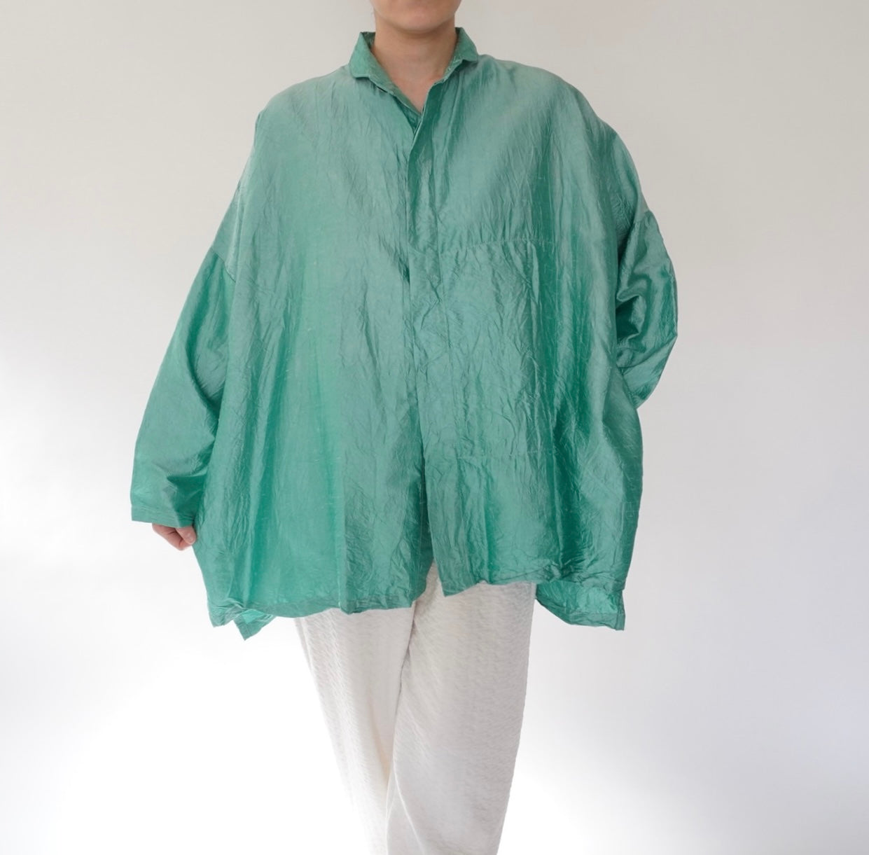 90s Raw Silk Boxy Blouse