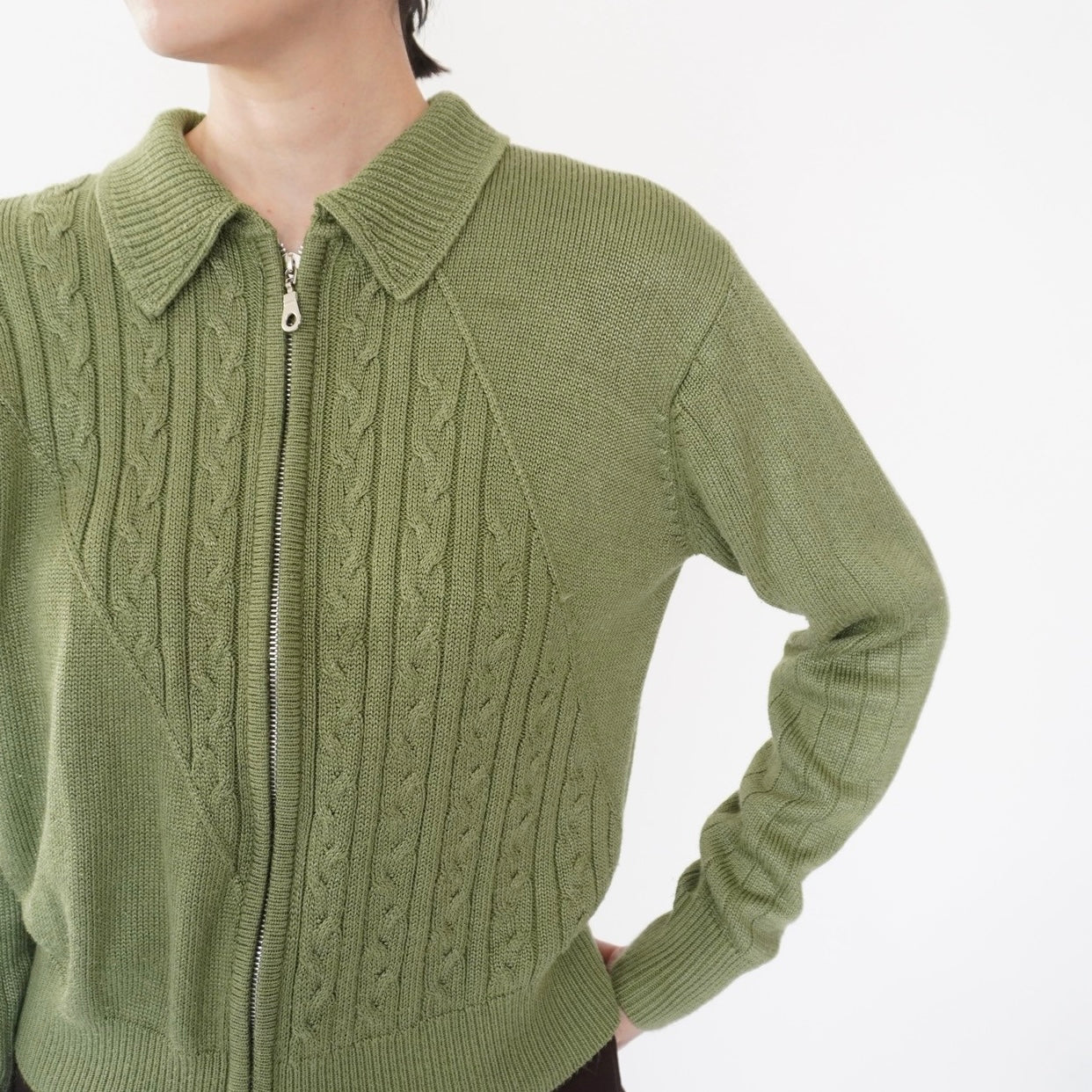 90s Zip Light Knit Top
