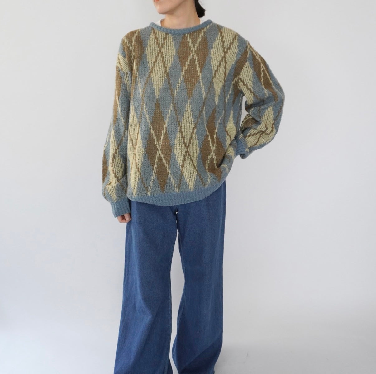 80s Argyle Mohair Knit Made in Italy