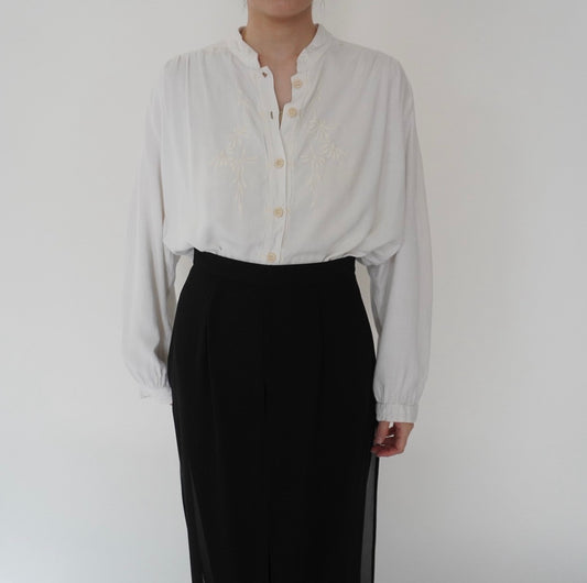 90s Embroidery Rayon Shirt