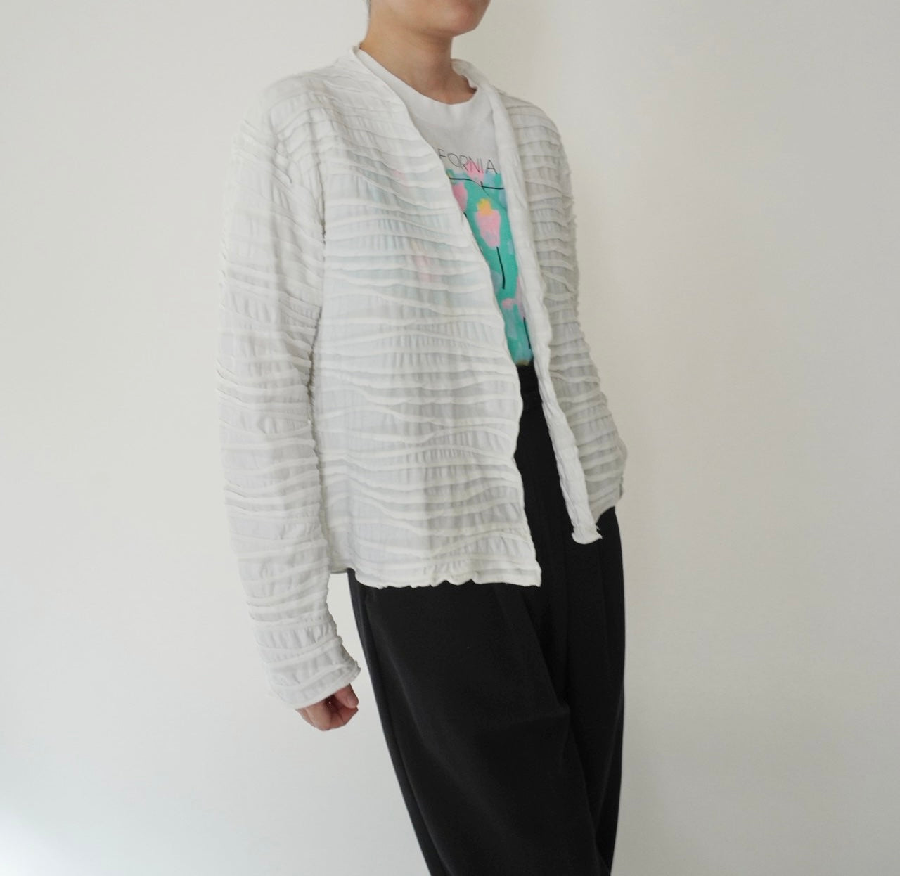 90s Pleated Cardigan Made in USA