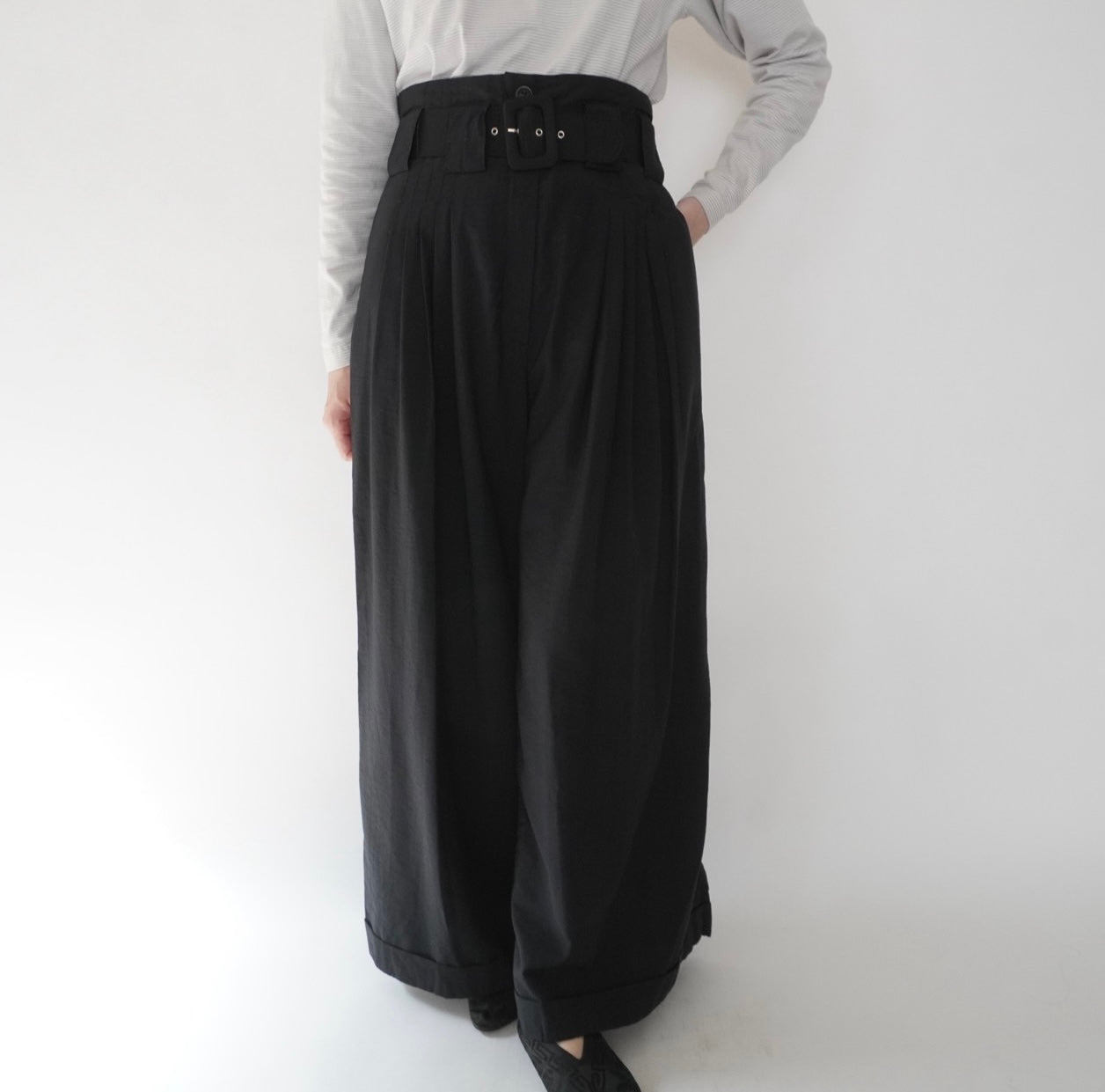 90s EURO Belted Wide Pants