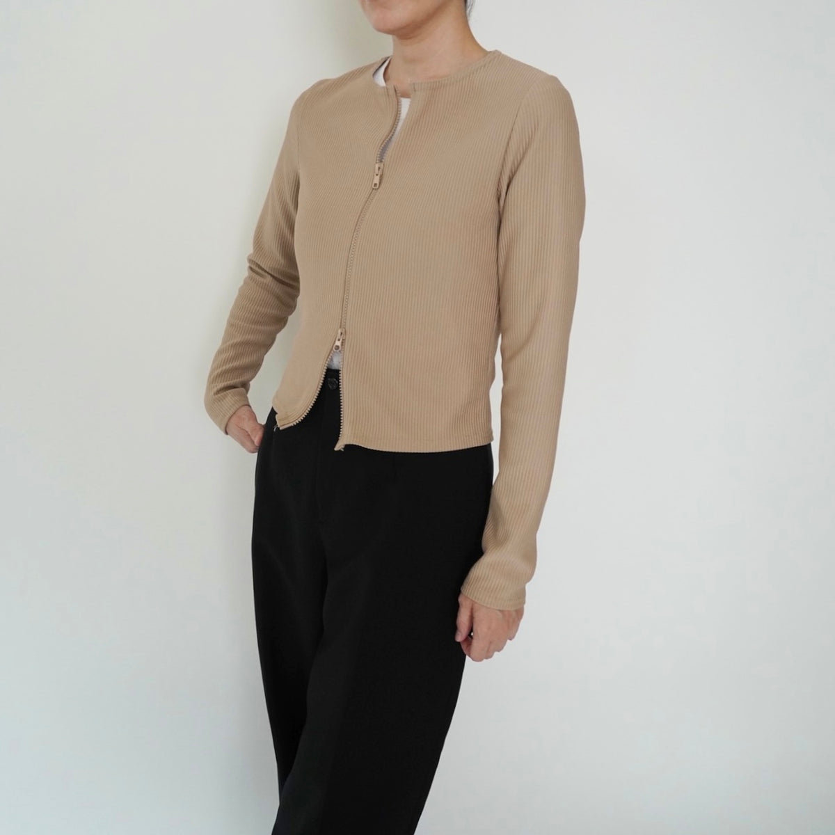 90s Zip Design Ribbed Top Made in UK