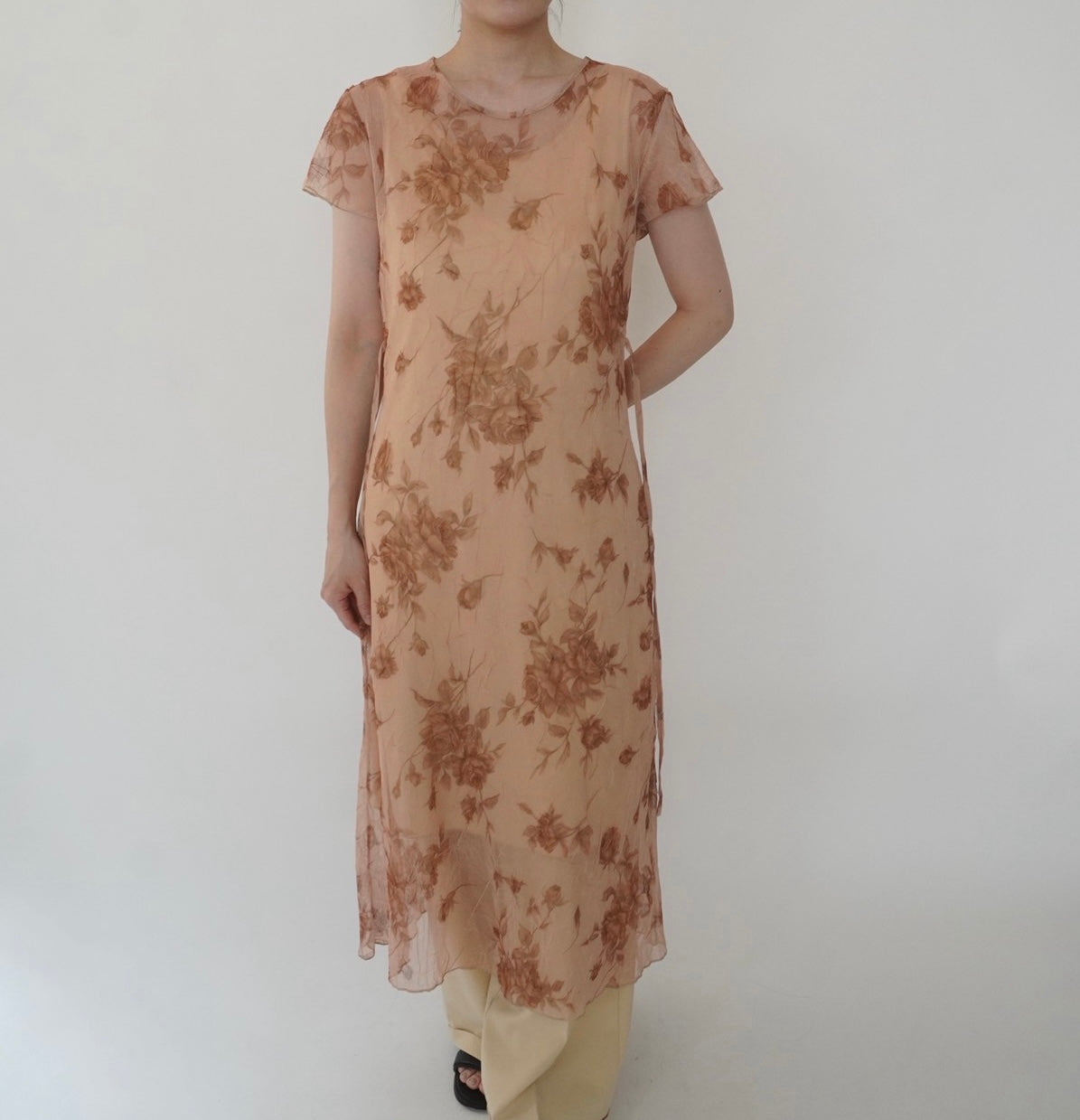 90s Printed Sheer  Maxi Dress