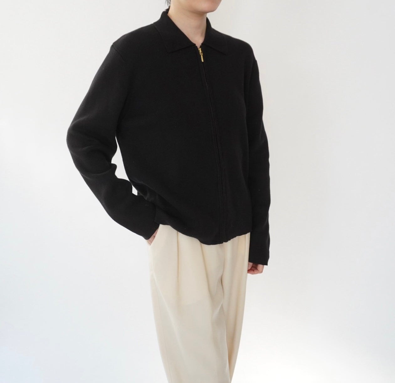 90s Cotton Knit Zip Top