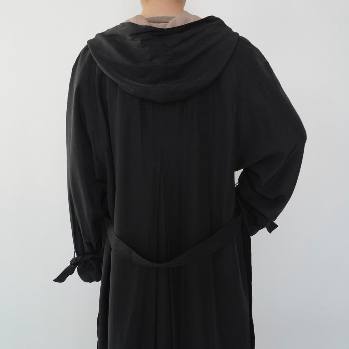 90s Black Design Maxi Coat