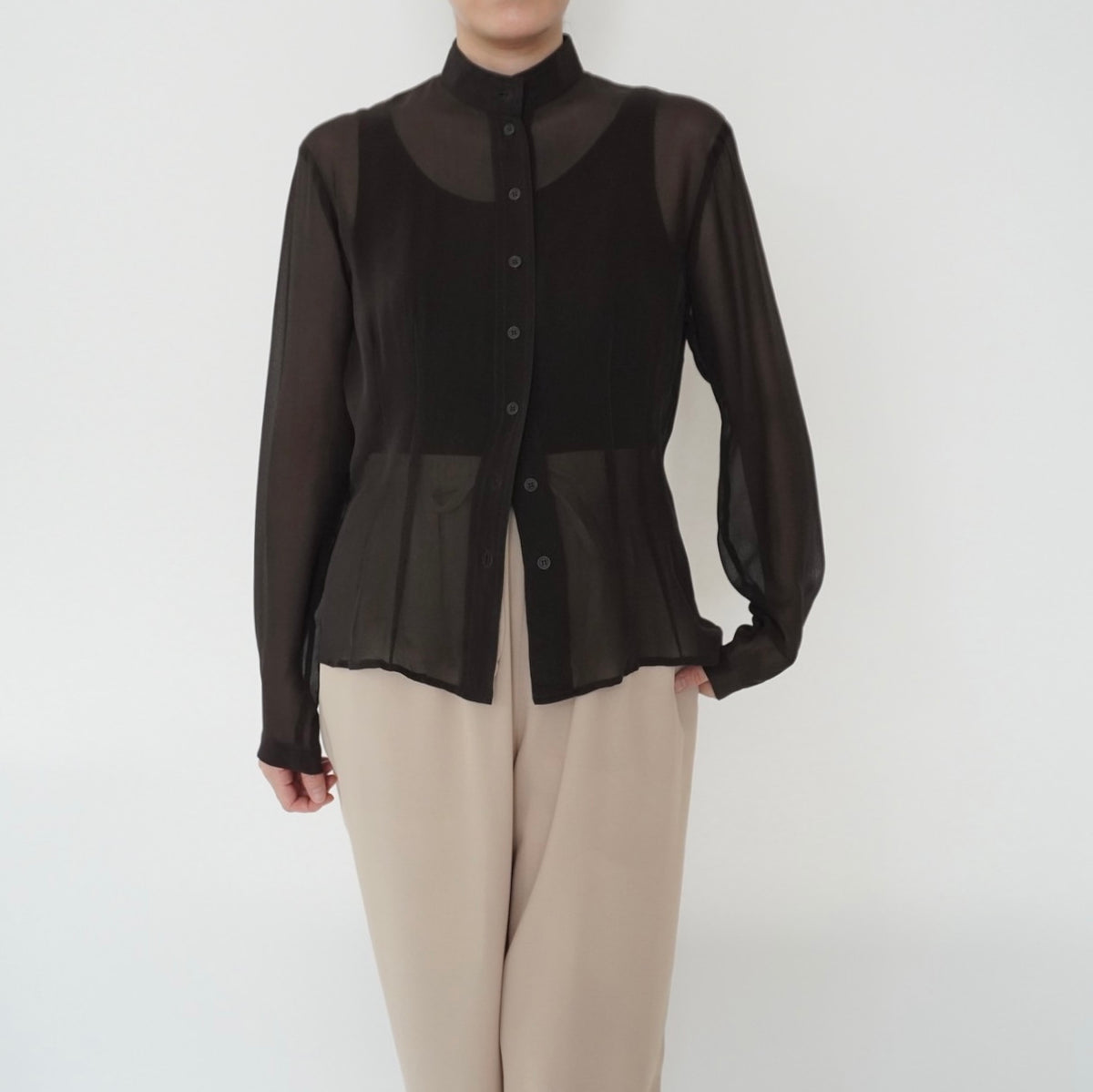 90s Brown Sheer Blouse